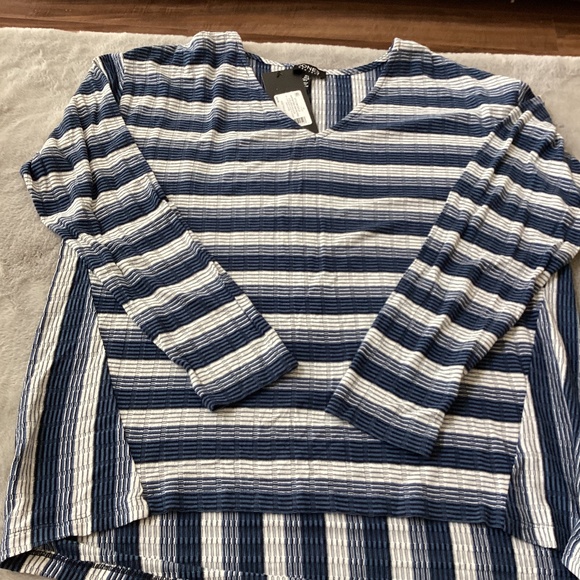 NWT blue and white stripe long sleeve Jones New York tee size L - Picture 1 of 9